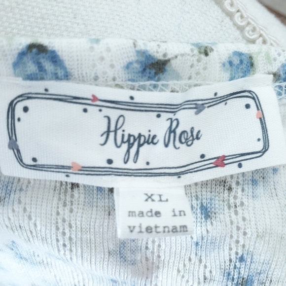 Hippie Rose Crop Top XL Blue Floral 821 - Picture 4 of 6